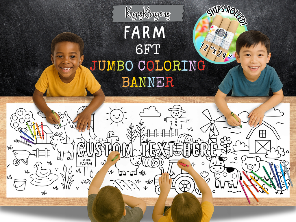 6 Foot Farm Coloring Page Banner - Coloring Table Cover