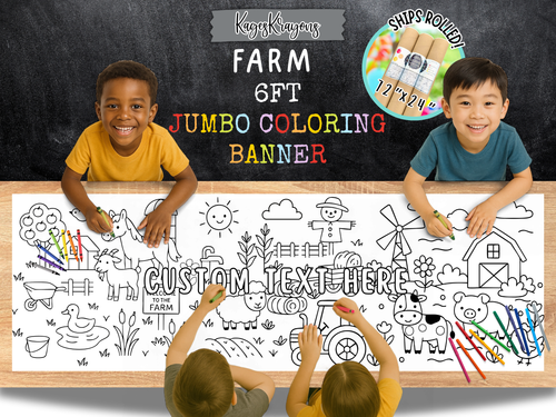 6 Foot Farm Coloring Page Banner - Coloring Table Cover