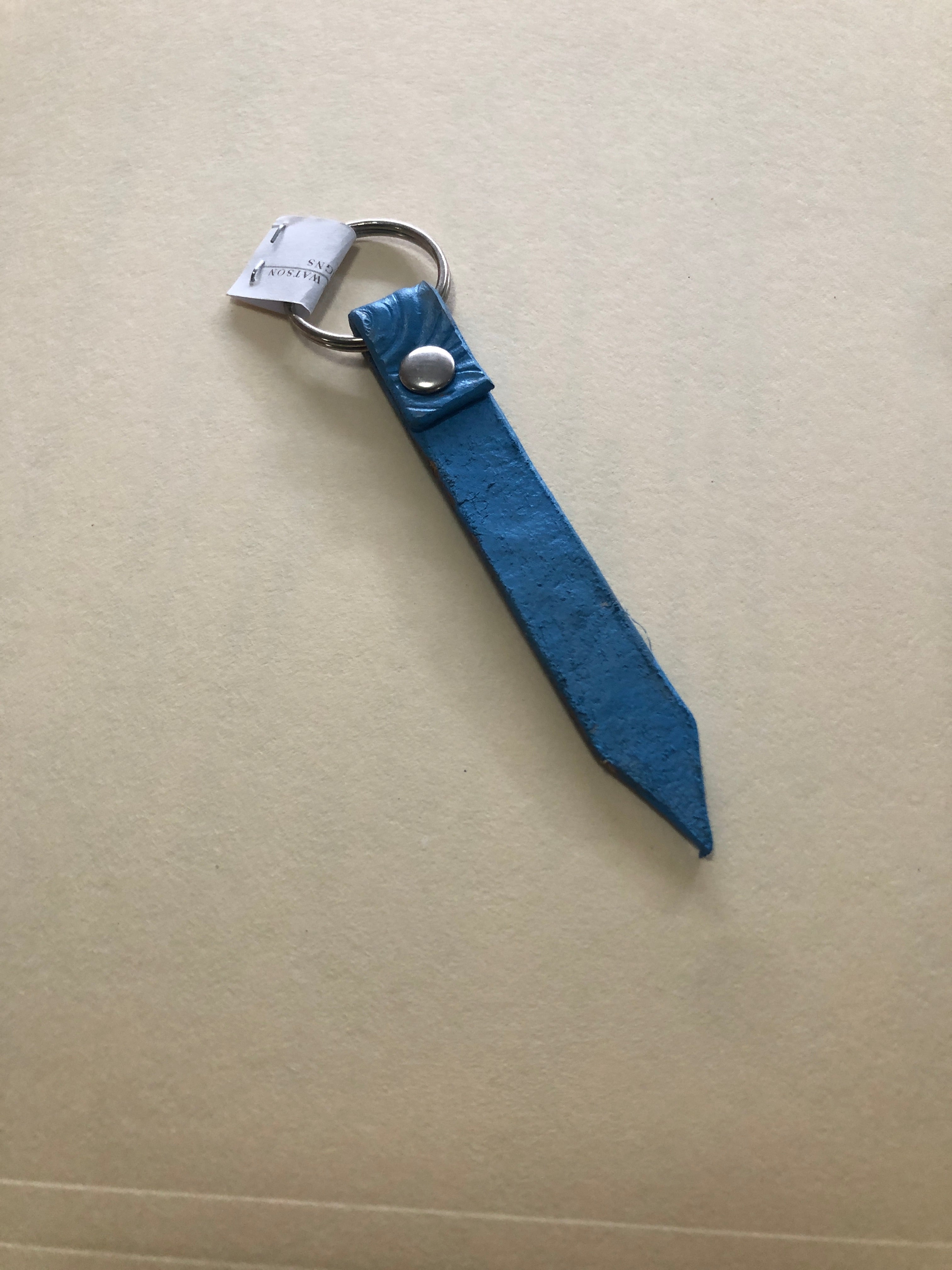 Stamped painted leather keychain