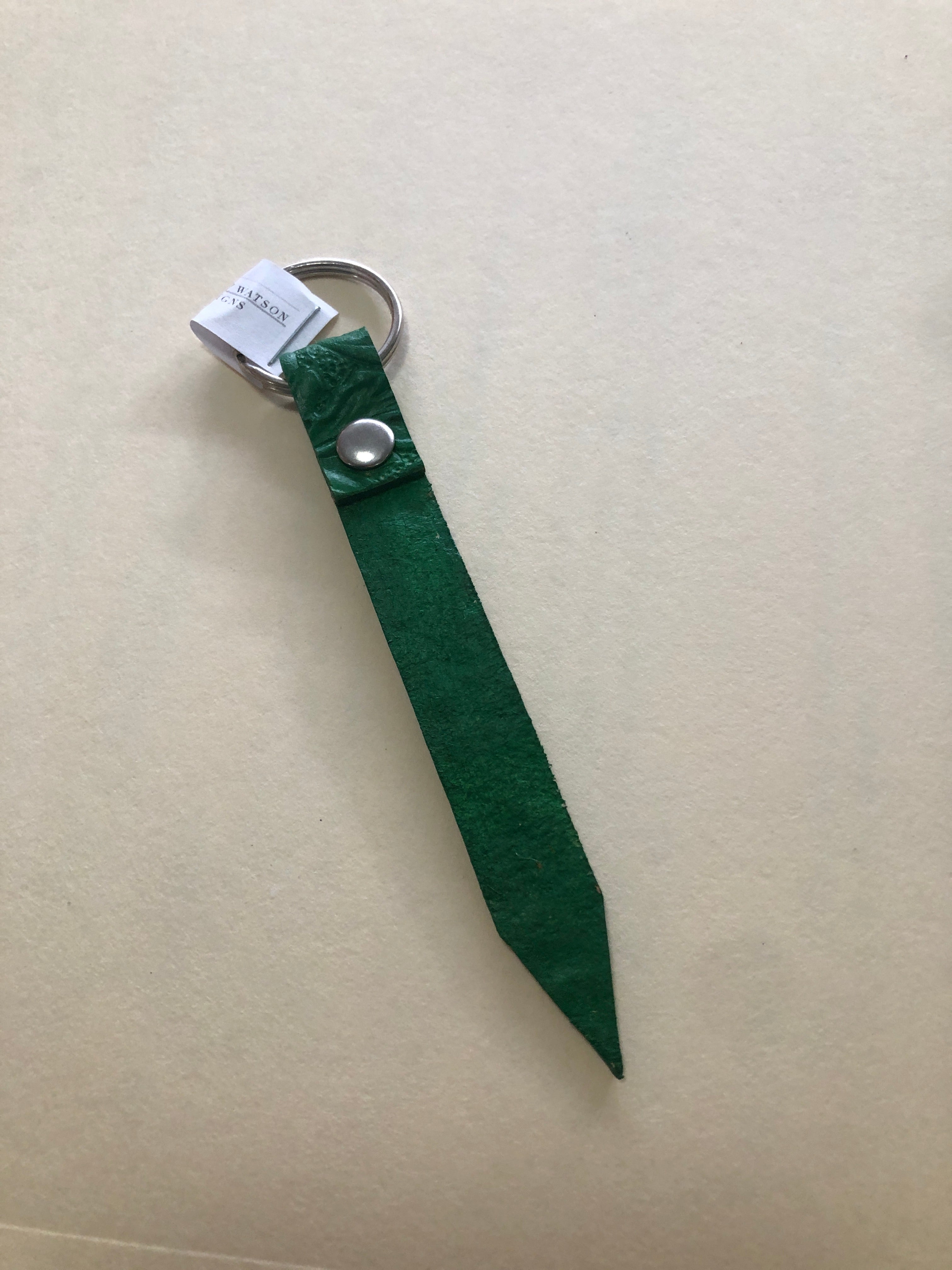 Stamped painted leather keychain