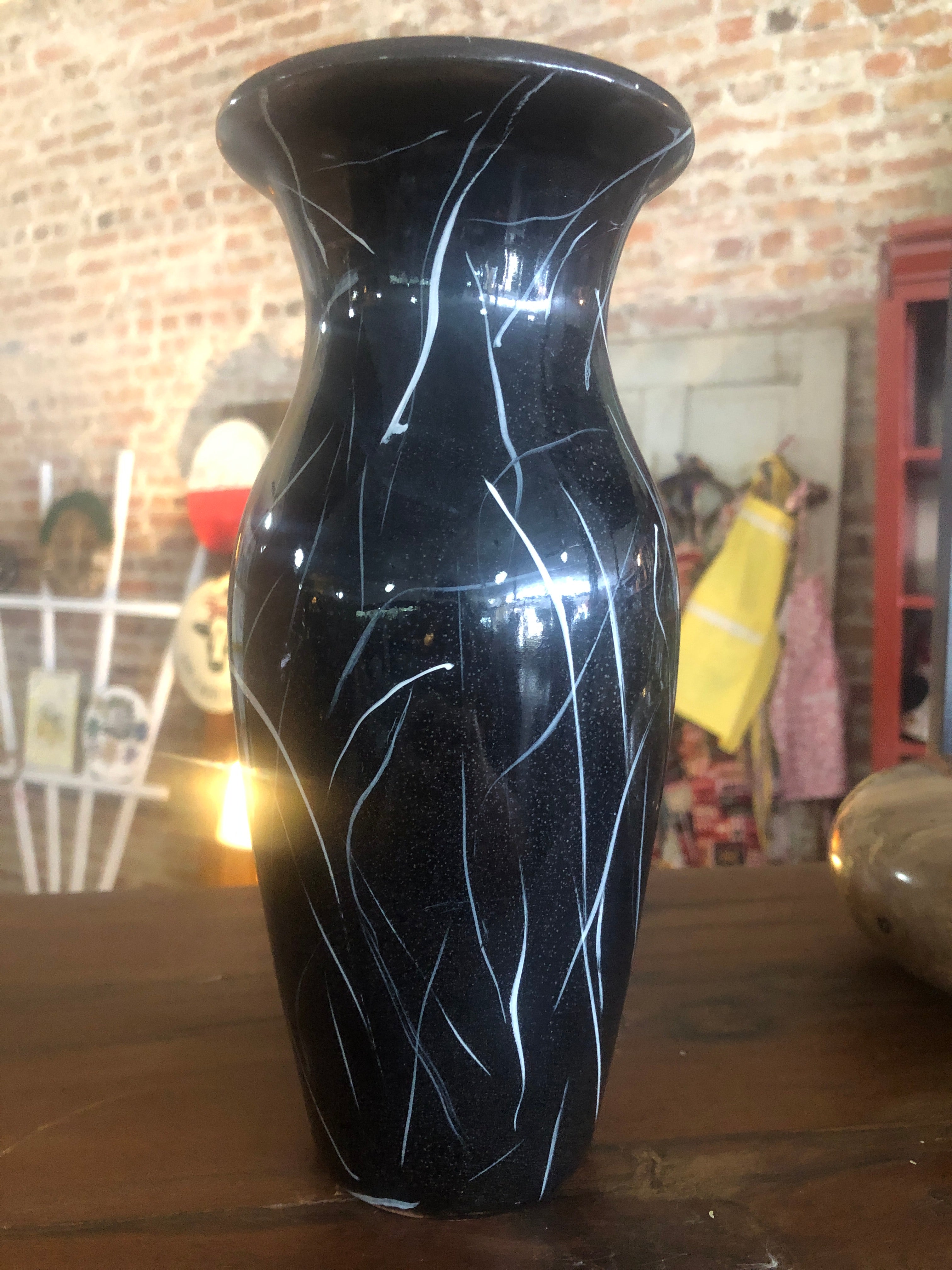 Wooden vase black out of river birch