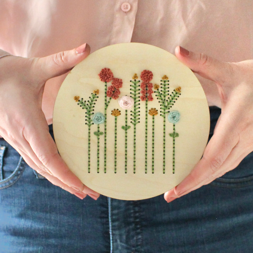 Floral Garden - DIY Wood Embroidery Kit
