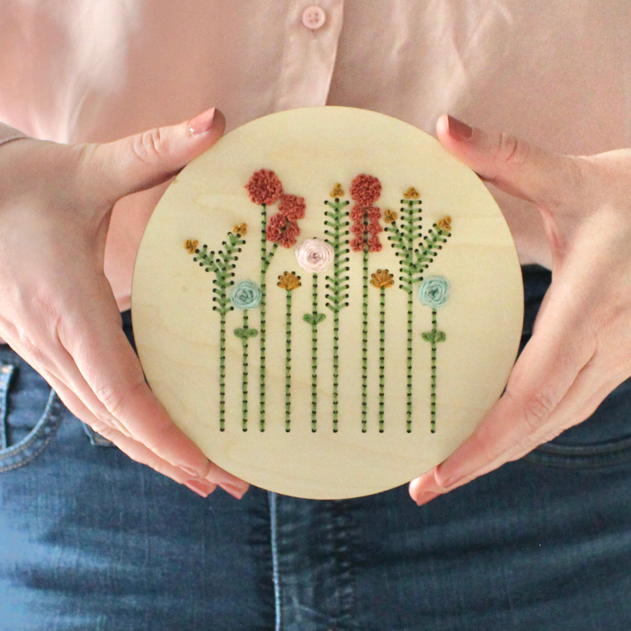 Floral Garden - DIY Wood Embroidery Kit