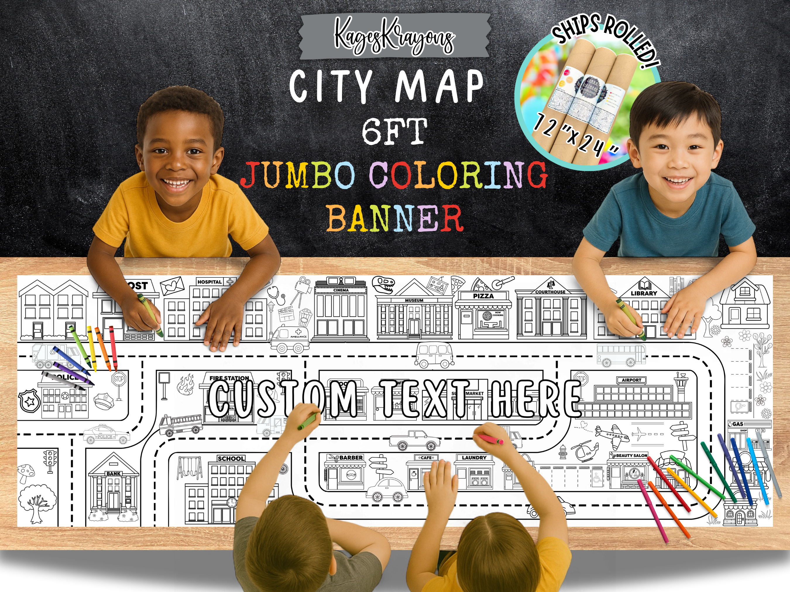6 Foot Road Map Coloring Page Banner - Coloring Table Cover