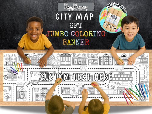 6 Foot Road Map Coloring Page Banner - Coloring Table Cover