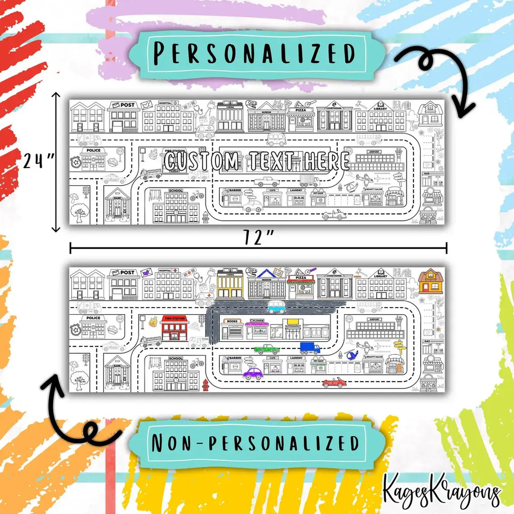 6 Foot Road Map Coloring Page Banner - Coloring Table Cover