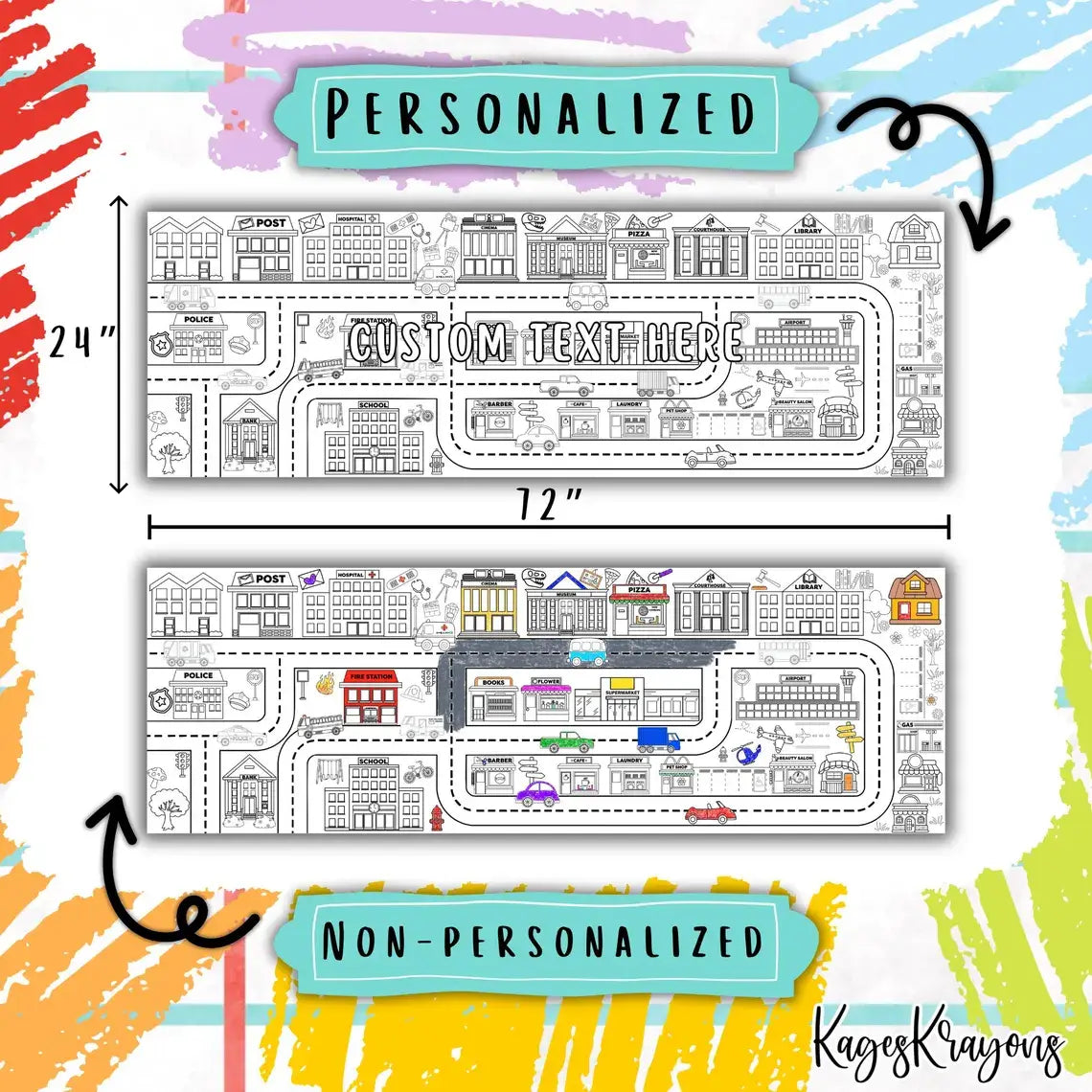 6 Foot Road Map Coloring Page Banner - Coloring Table Cover