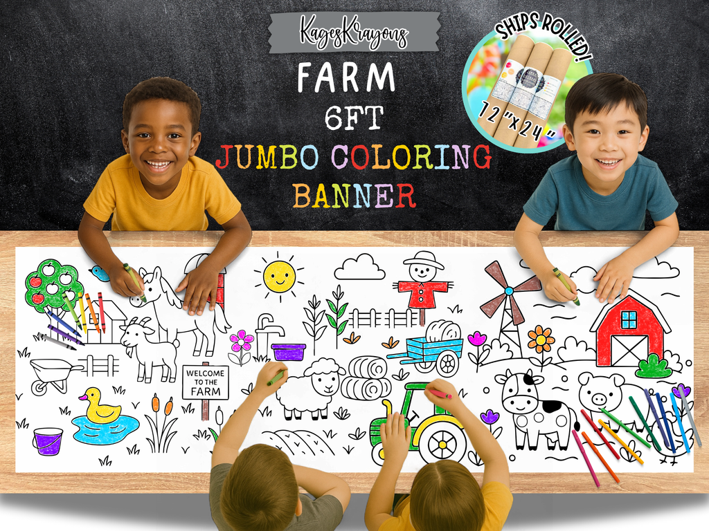 6 Foot Farm Coloring Page Banner - Coloring Table Cover