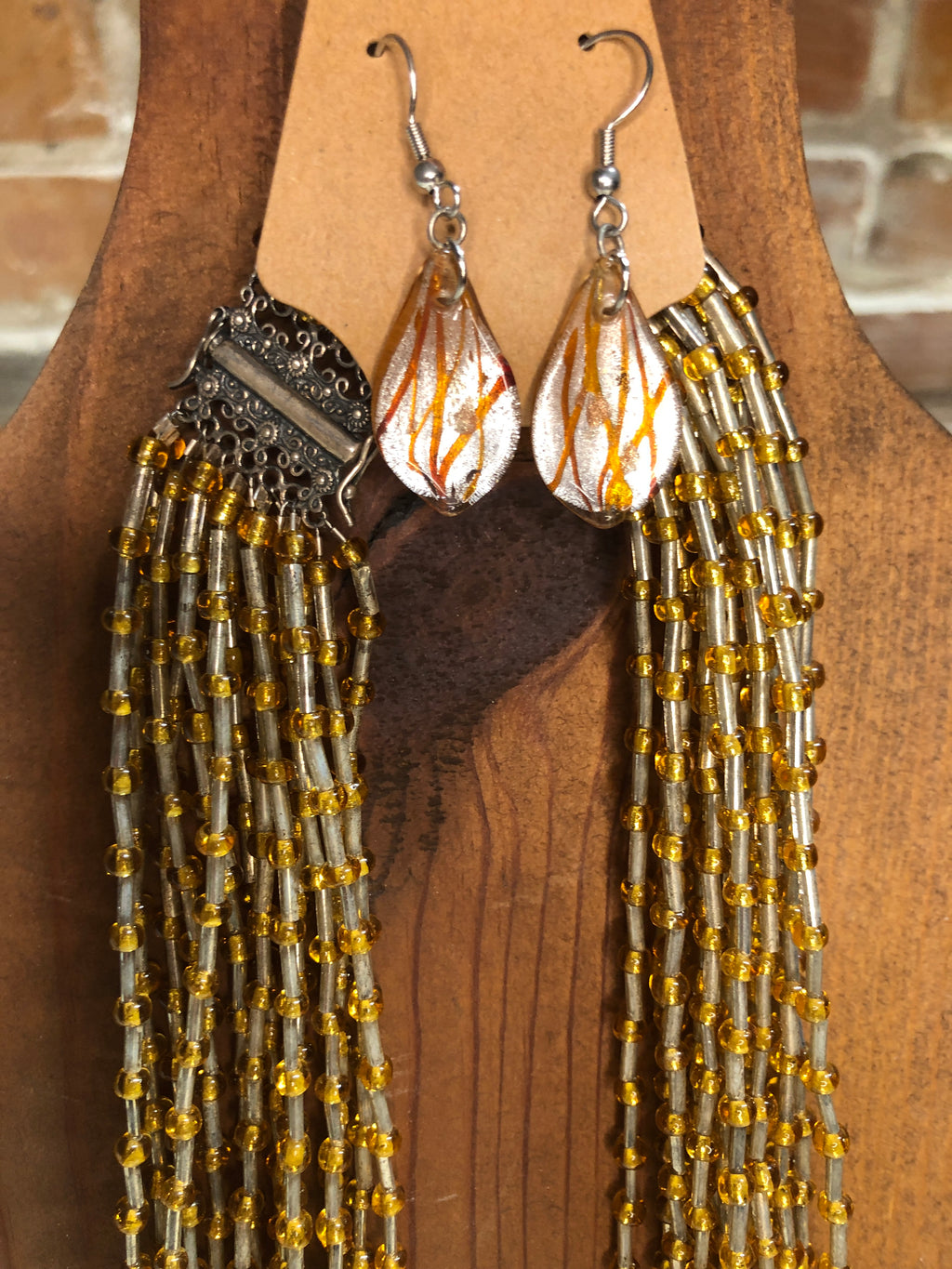 Golden layered beads