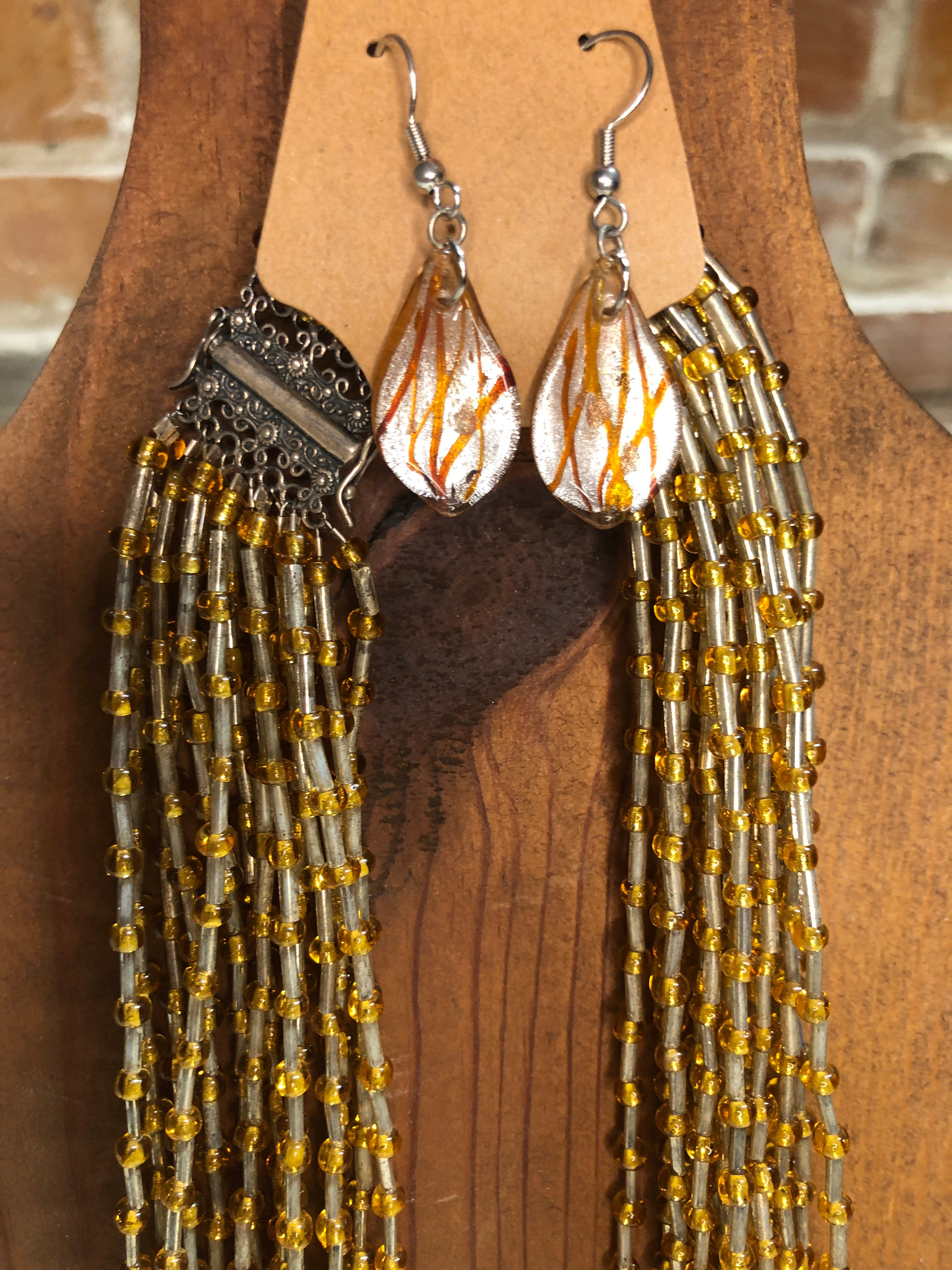 Golden layered beads