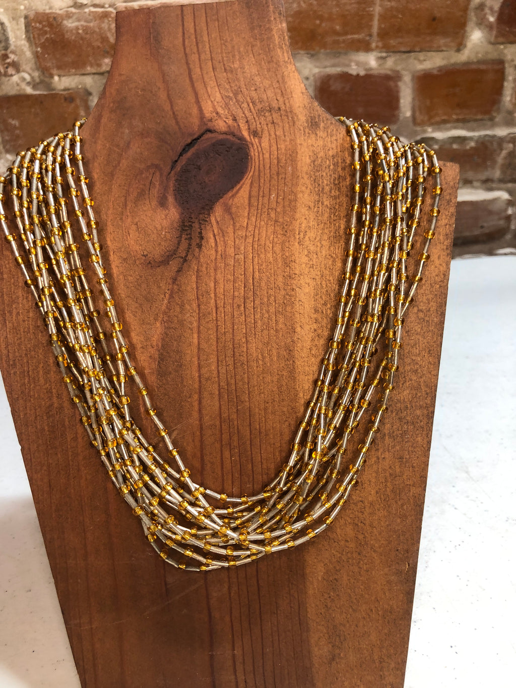 Golden layered beads