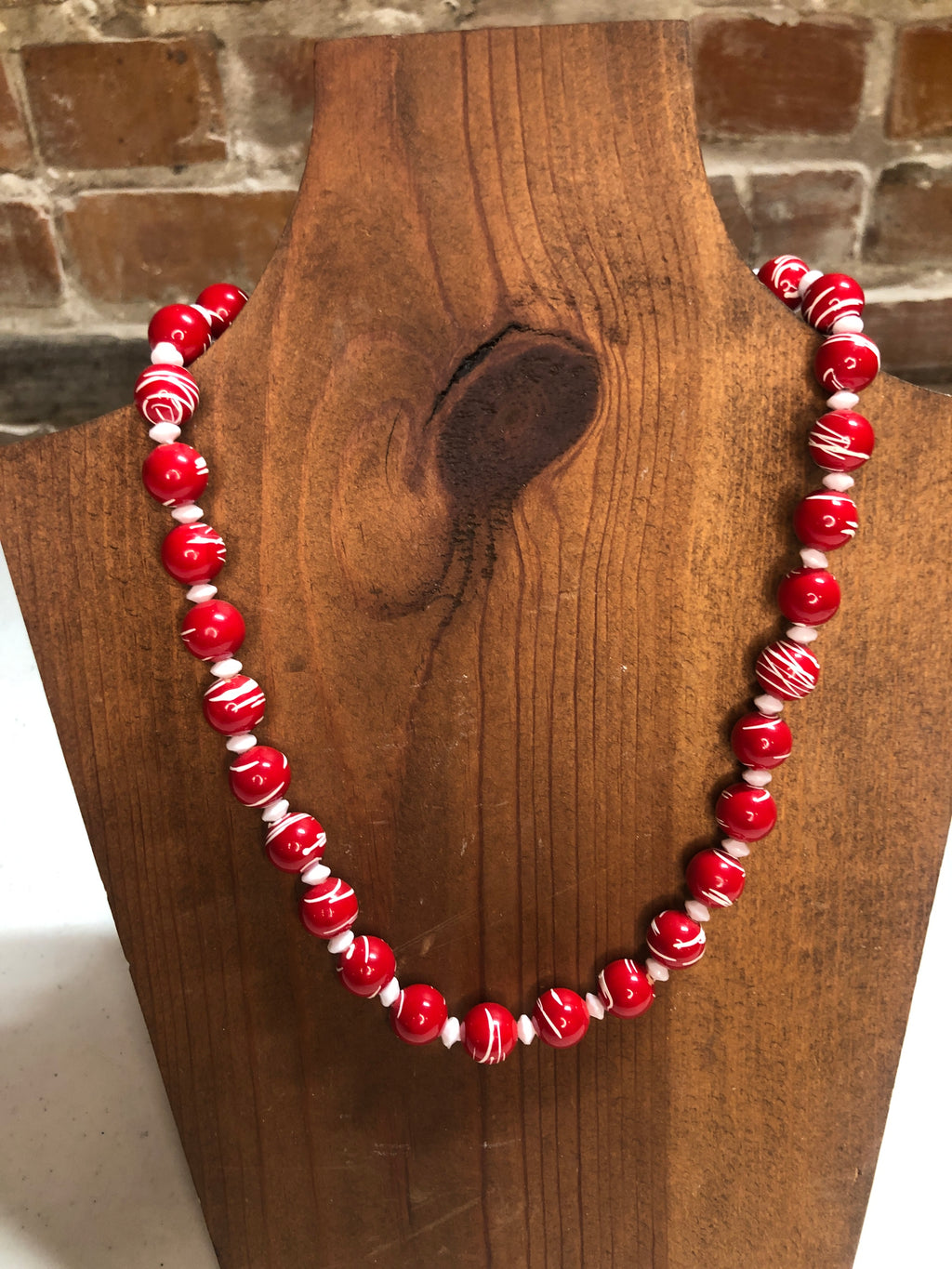 Red and white beaded