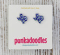 Texas Shape Bluebonnet Design Earrings