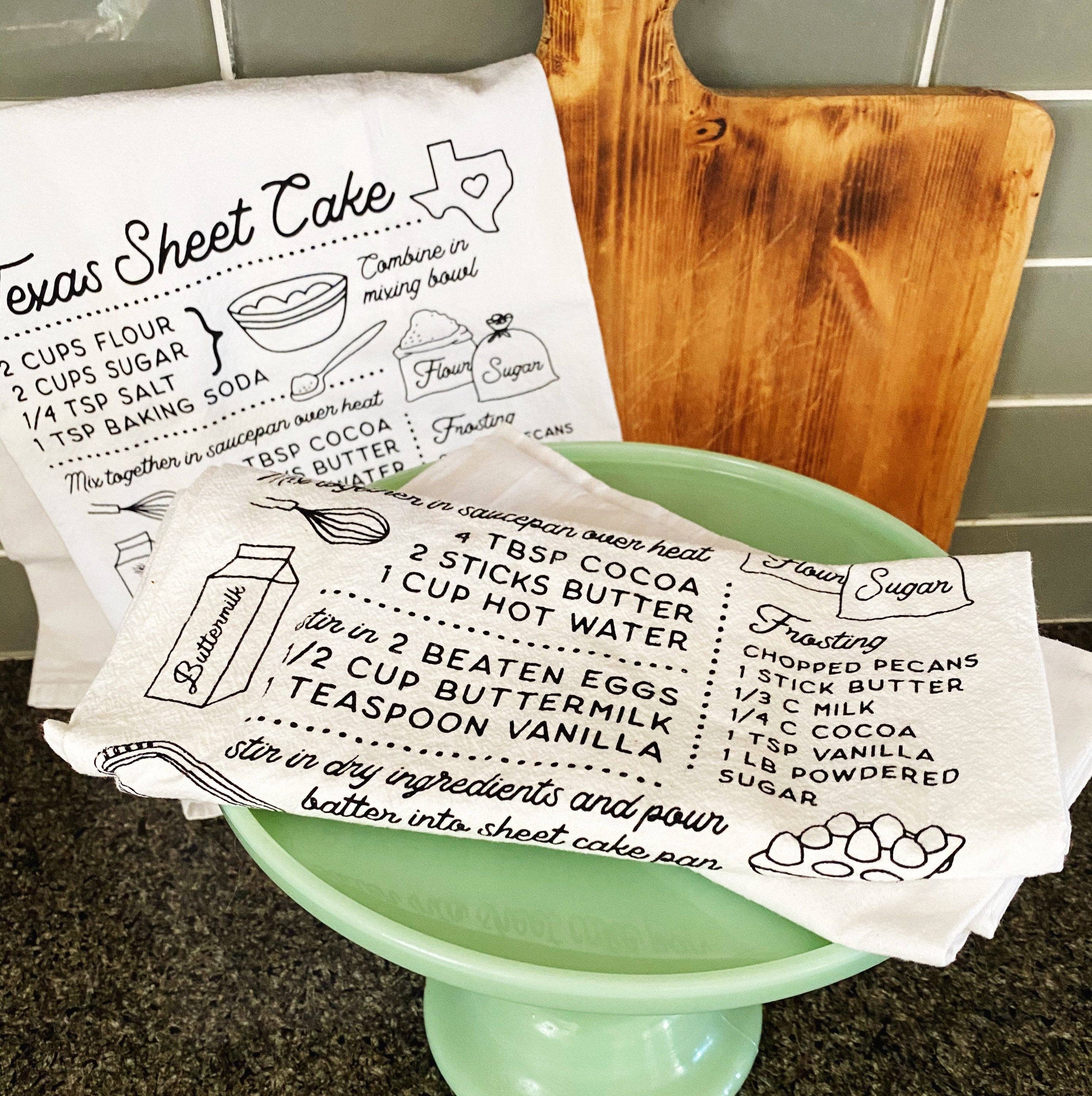 Texas Sheet Cake Recipe Flour Sack Kitchen TeaTowel