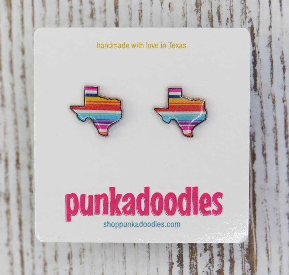Texas Shape Serape Design Earrings