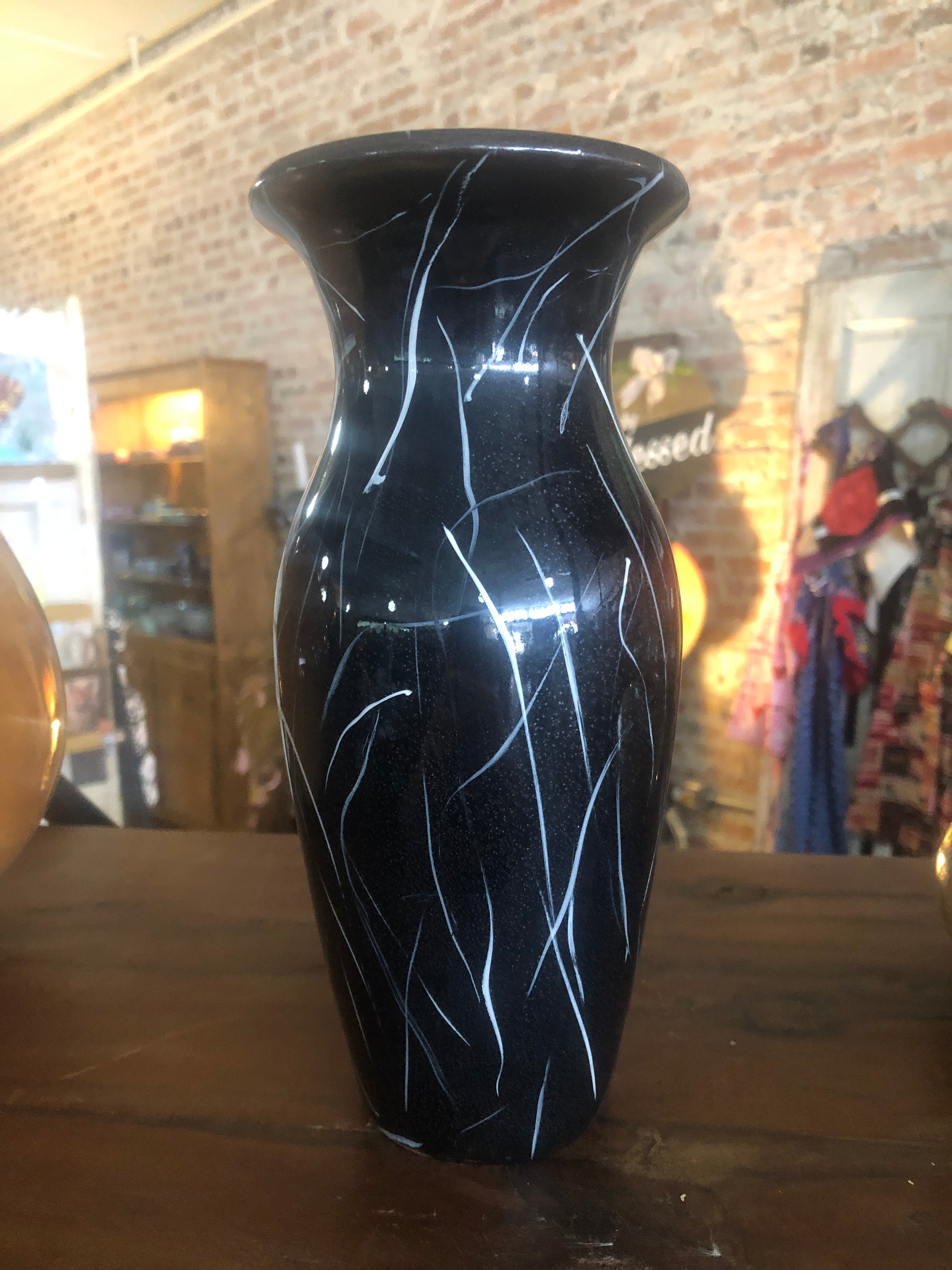Wooden vase black out of river birch