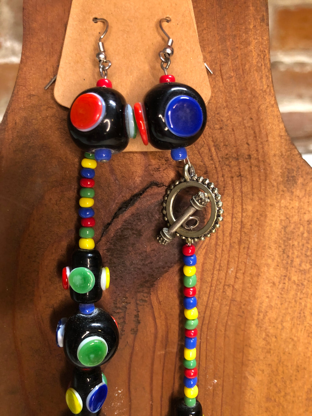 Black colorful glass beads