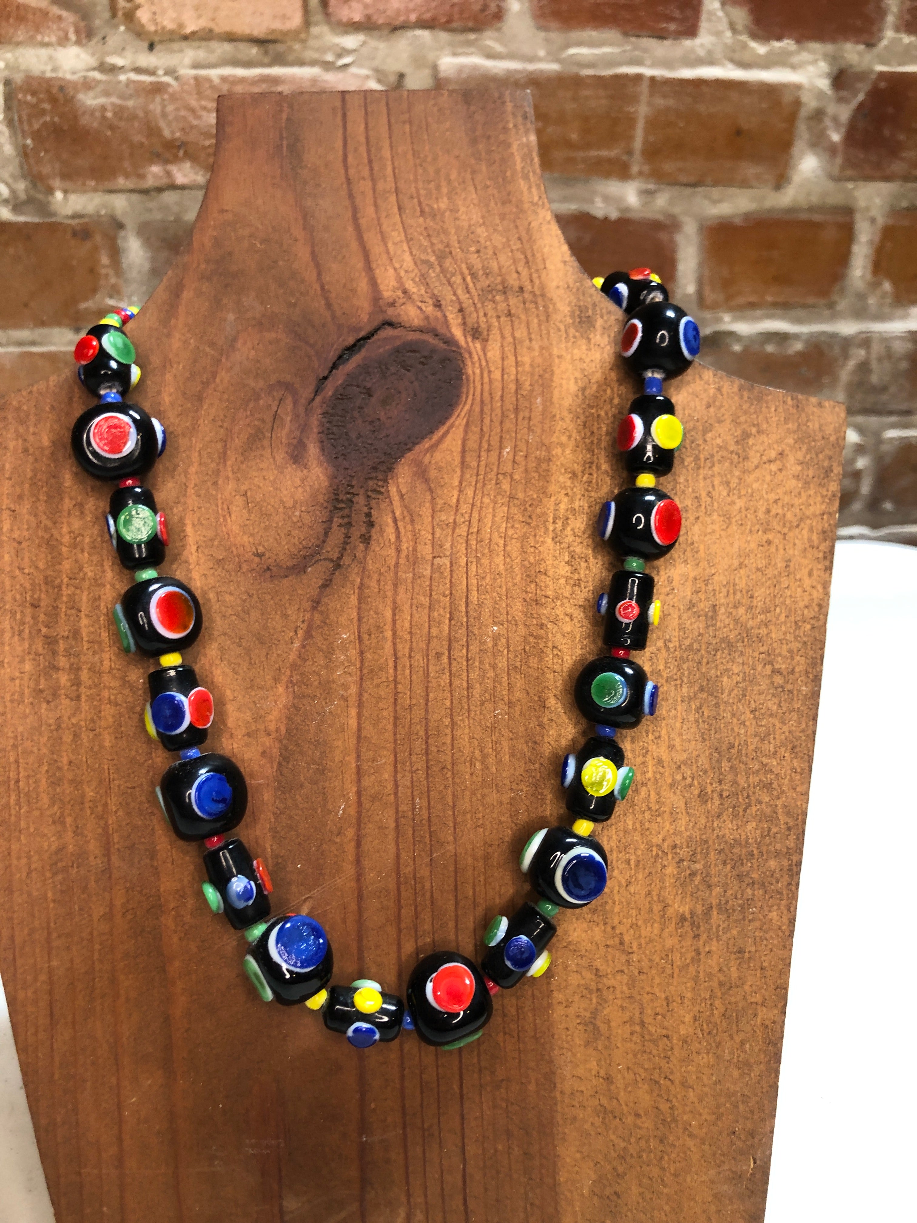 Black colorful glass beads