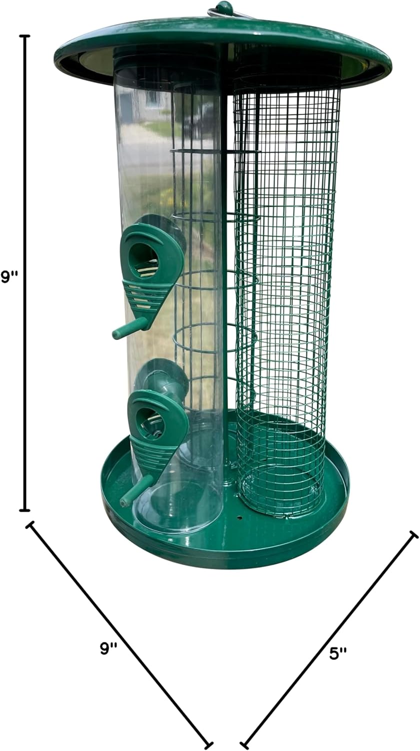 3-in-1 Outdoor Tube Bird Feeder for Small Wild Birds