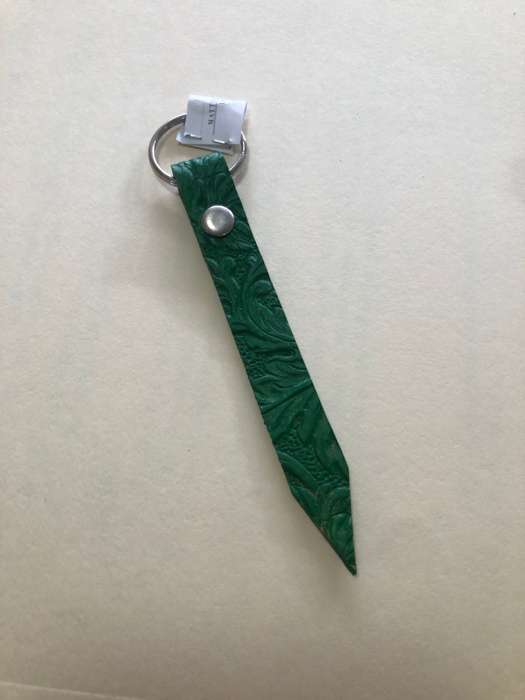 Stamped painted leather keychain