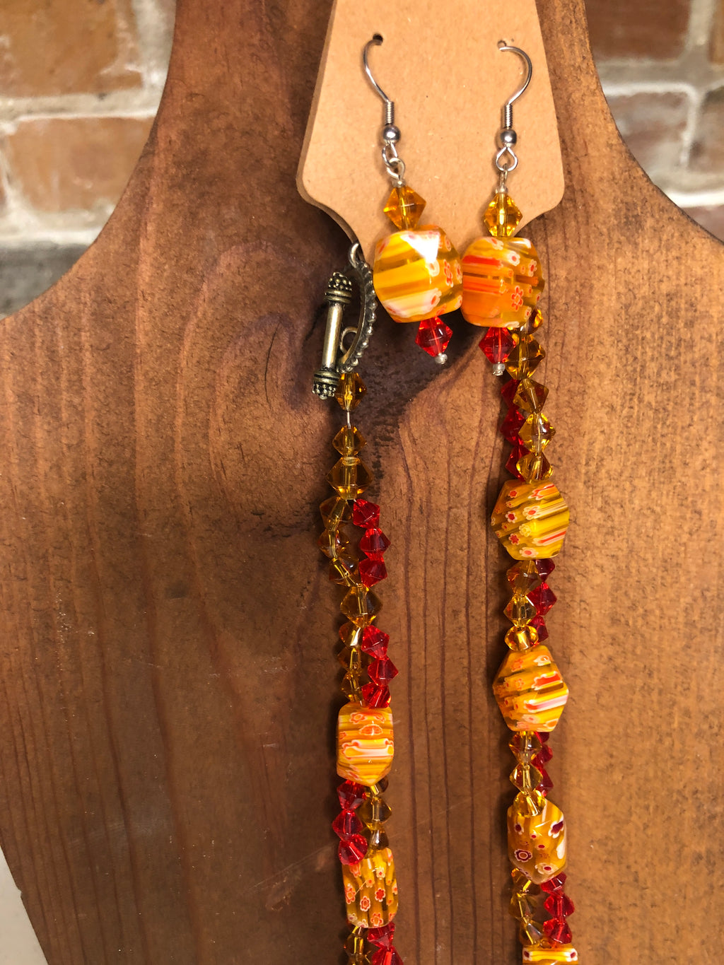 Orange & red glass beads