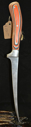 orange black and white fillet knife