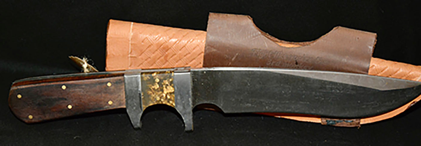 sub hilt knife with black walnut and gold flake with sheath