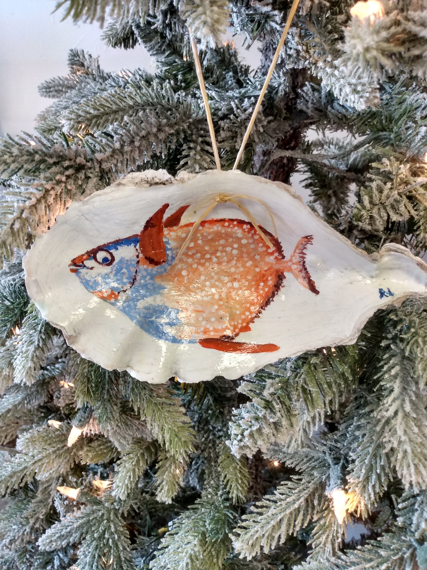 Large oyster shell ornament