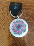 Keychain White with Purple, Pink and Lime Green
