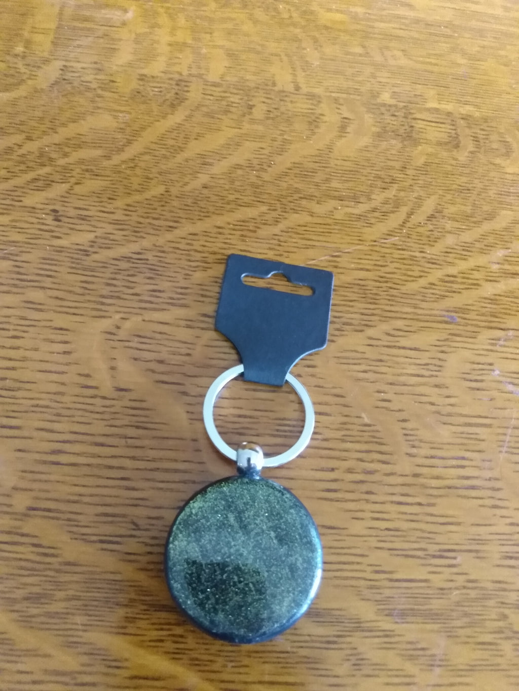 Keychain - Black with rainbow dot art mandala