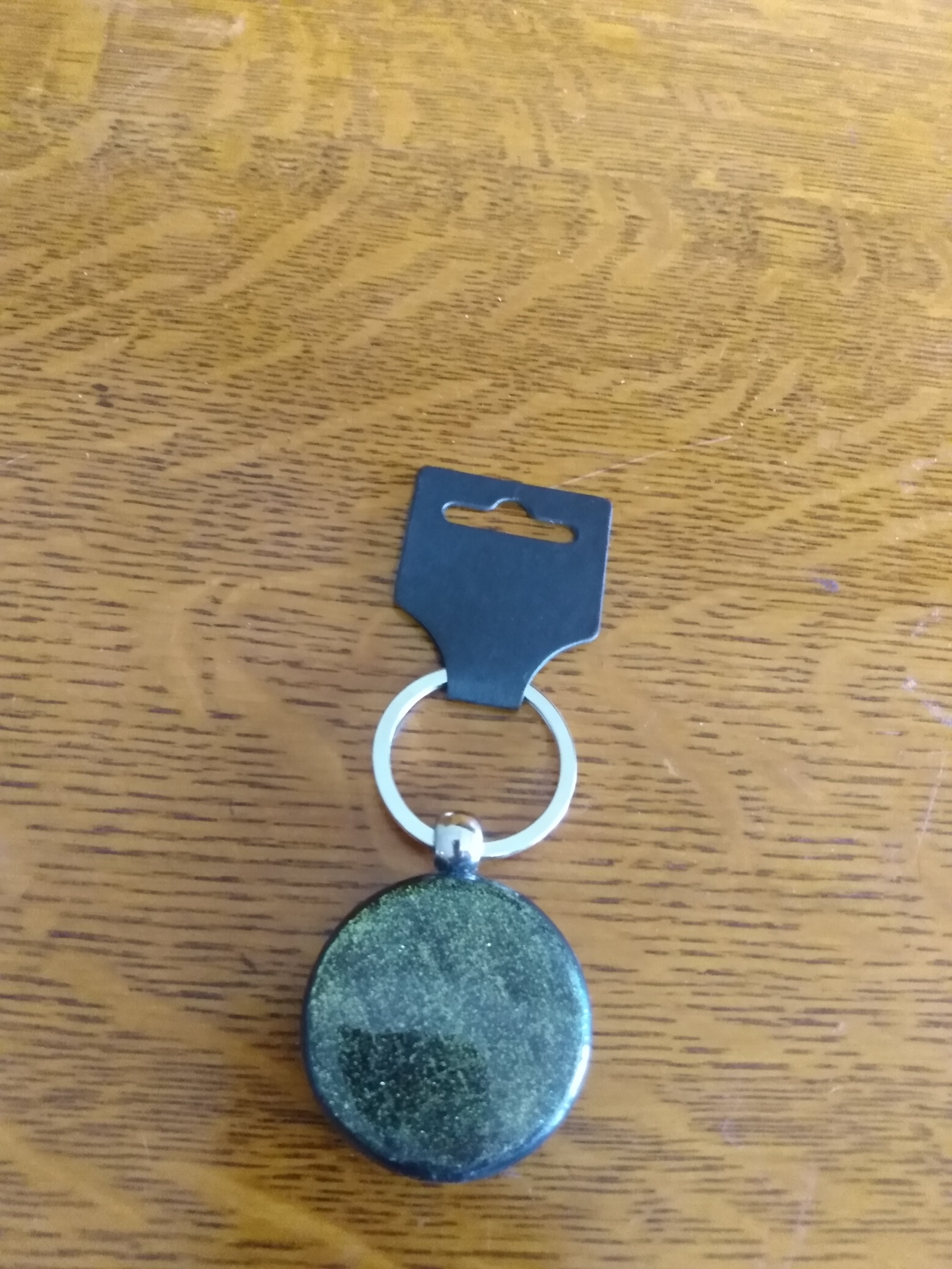 Keychain - Black with rainbow dot art mandala