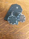Earrings Round w Black and Gun Metal Silver mandala
