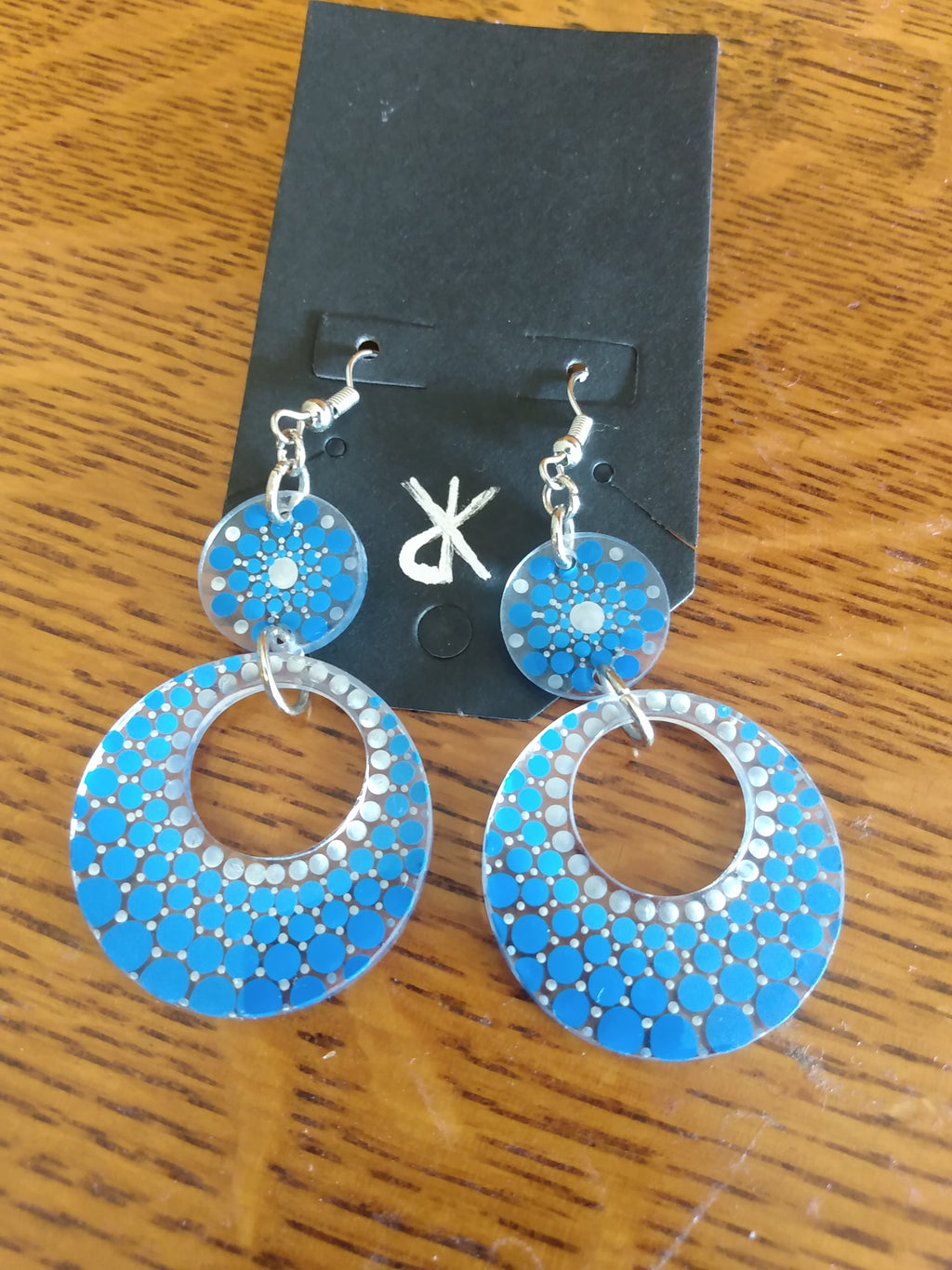 Earrings - Dangle with dot art mandala