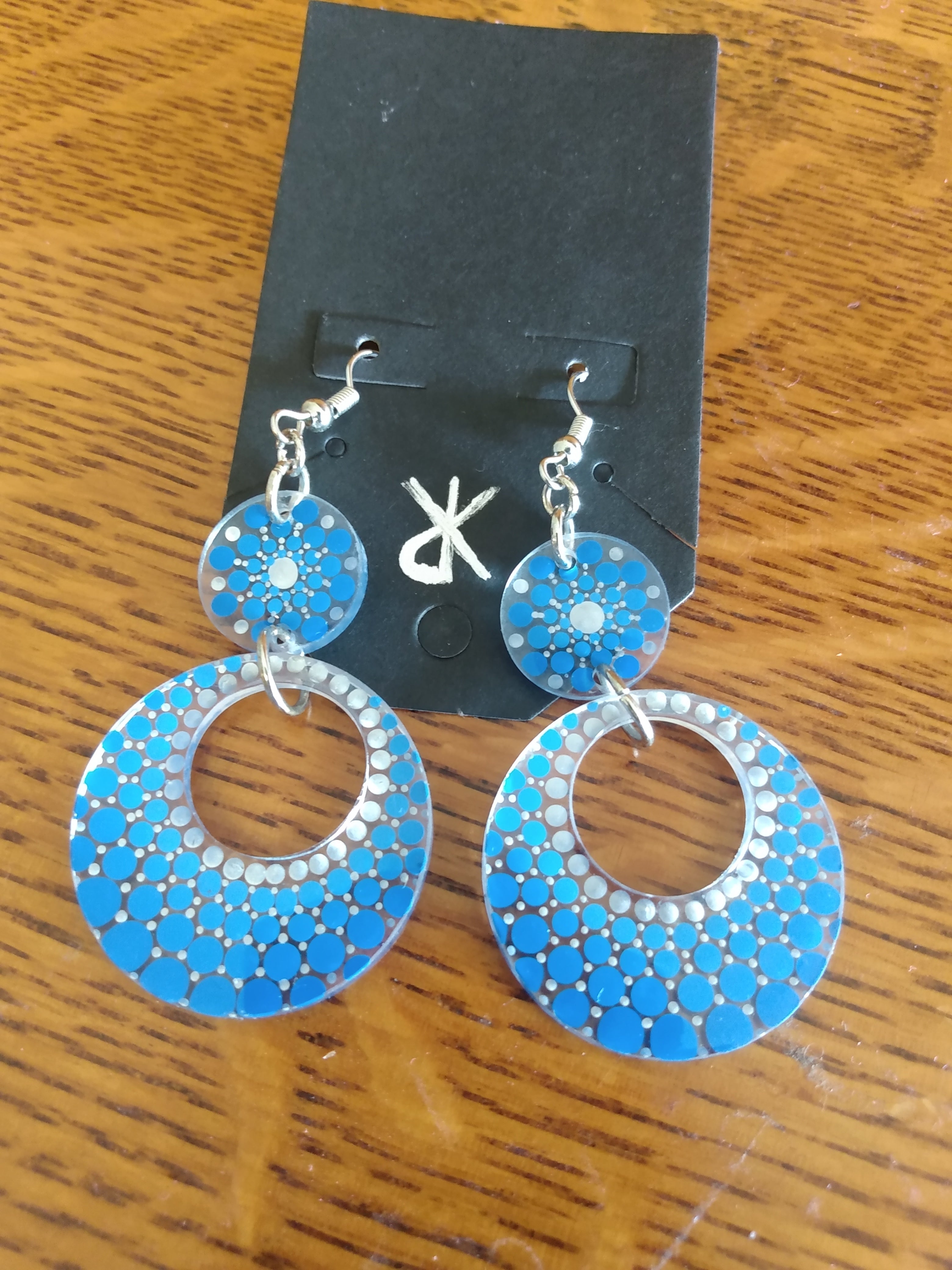 Earrings - Dangle with dot art mandala