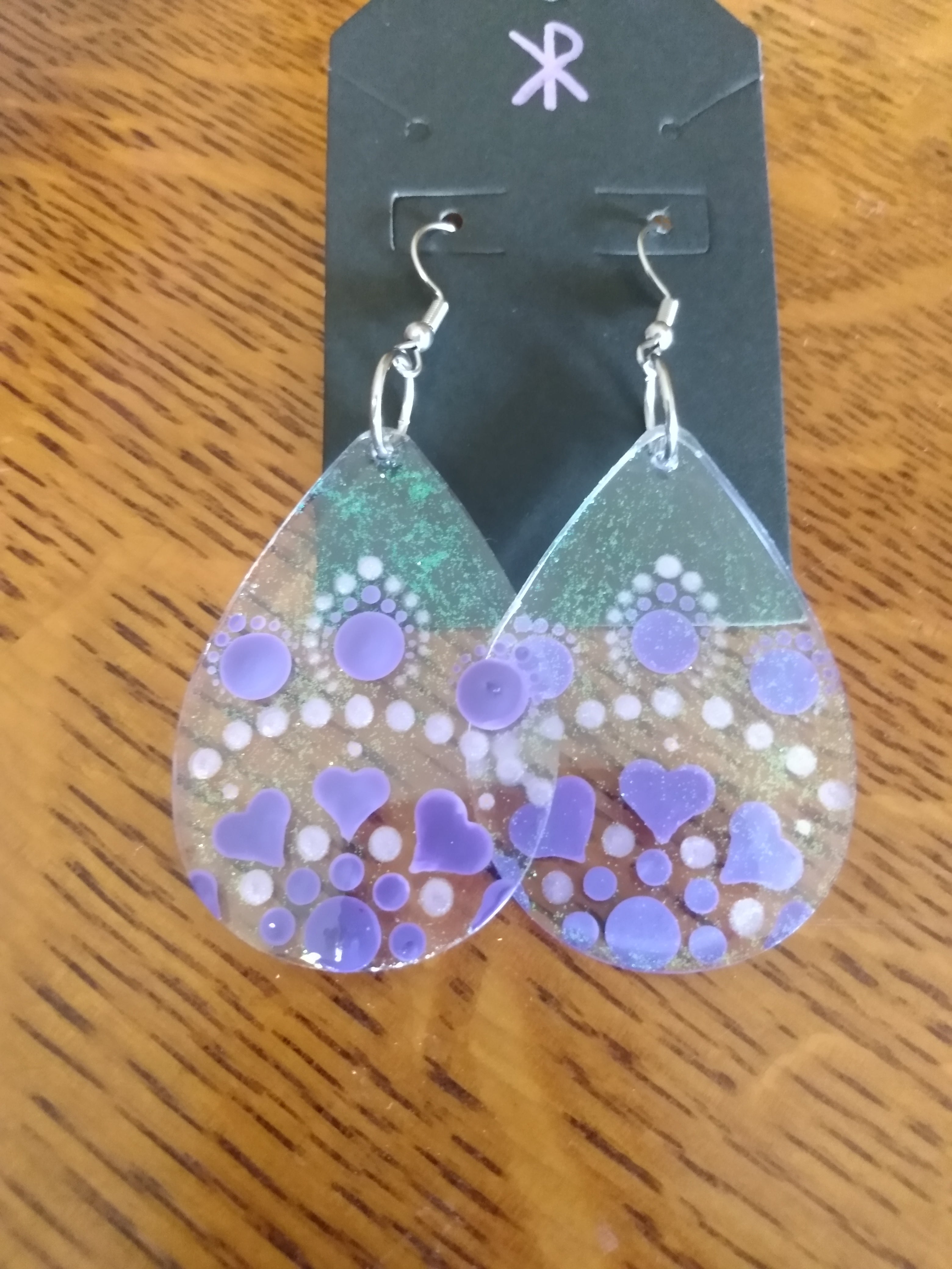 Earrings - acrylic with hearts
