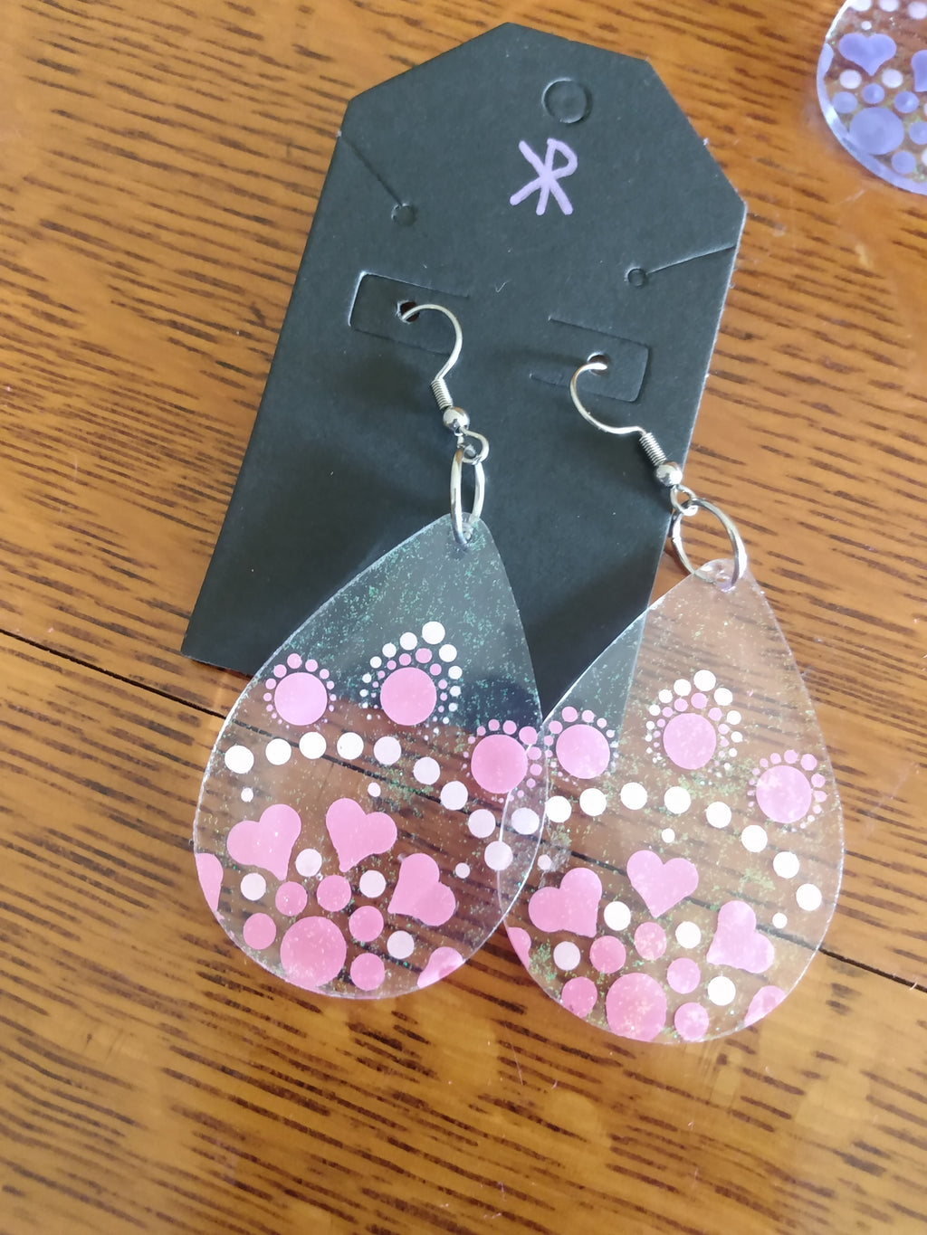 Earrings - acrylic with hearts