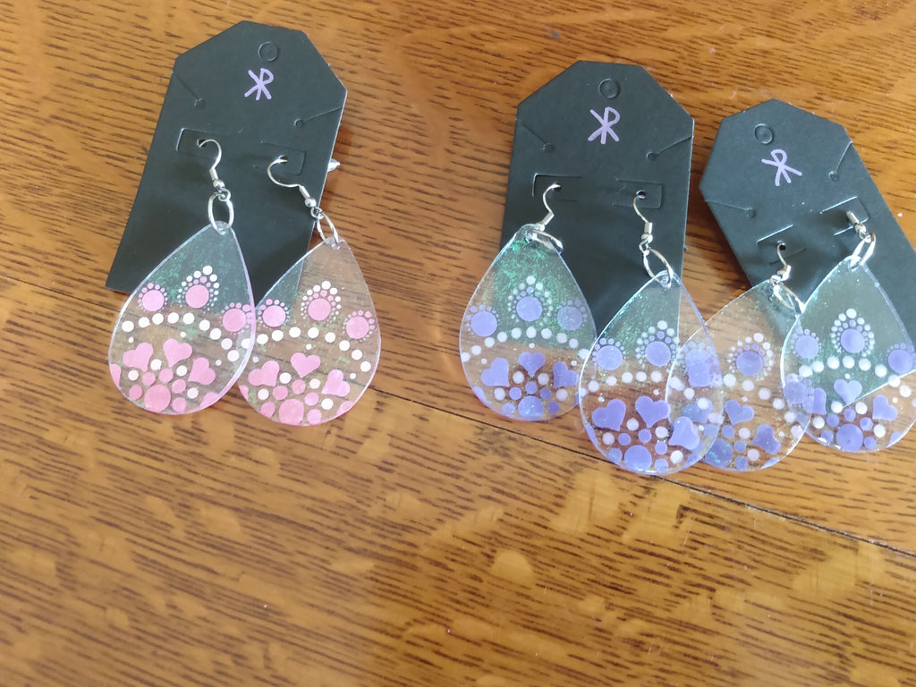 Earrings - acrylic with hearts
