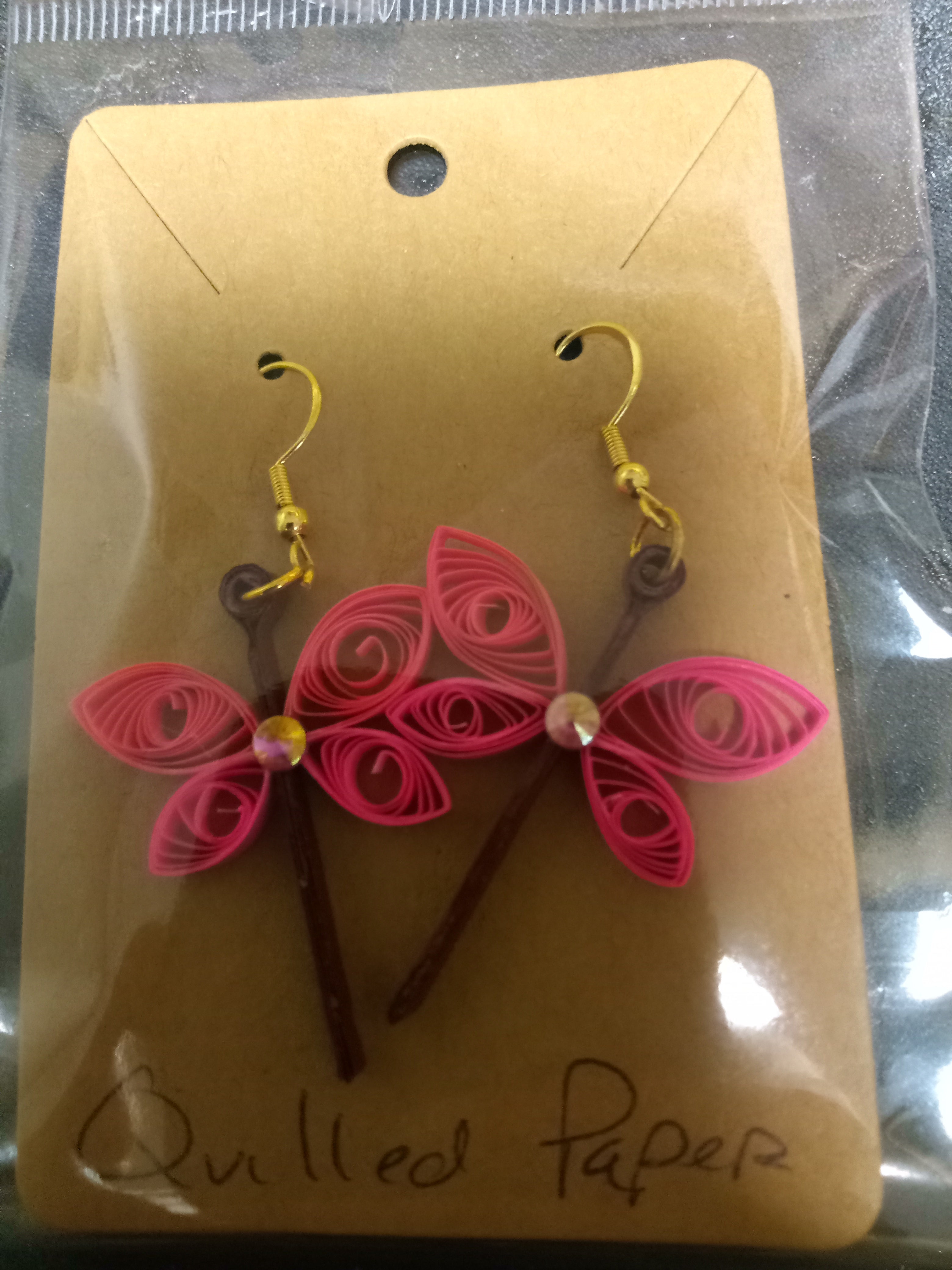 Quilled paper dragonfly earrings