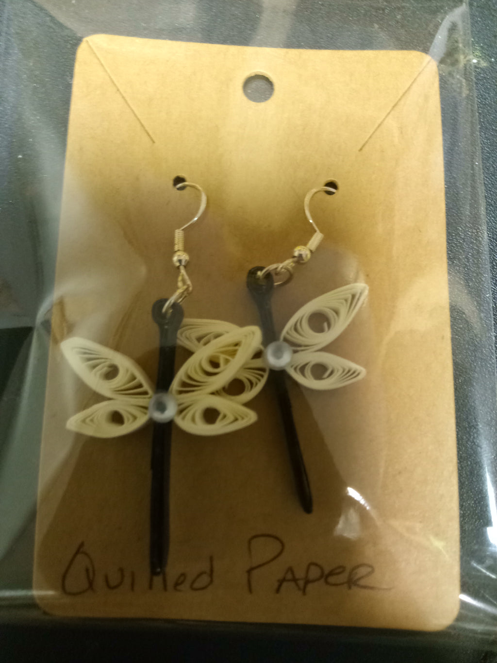 Quilled paper dragonfly earrings