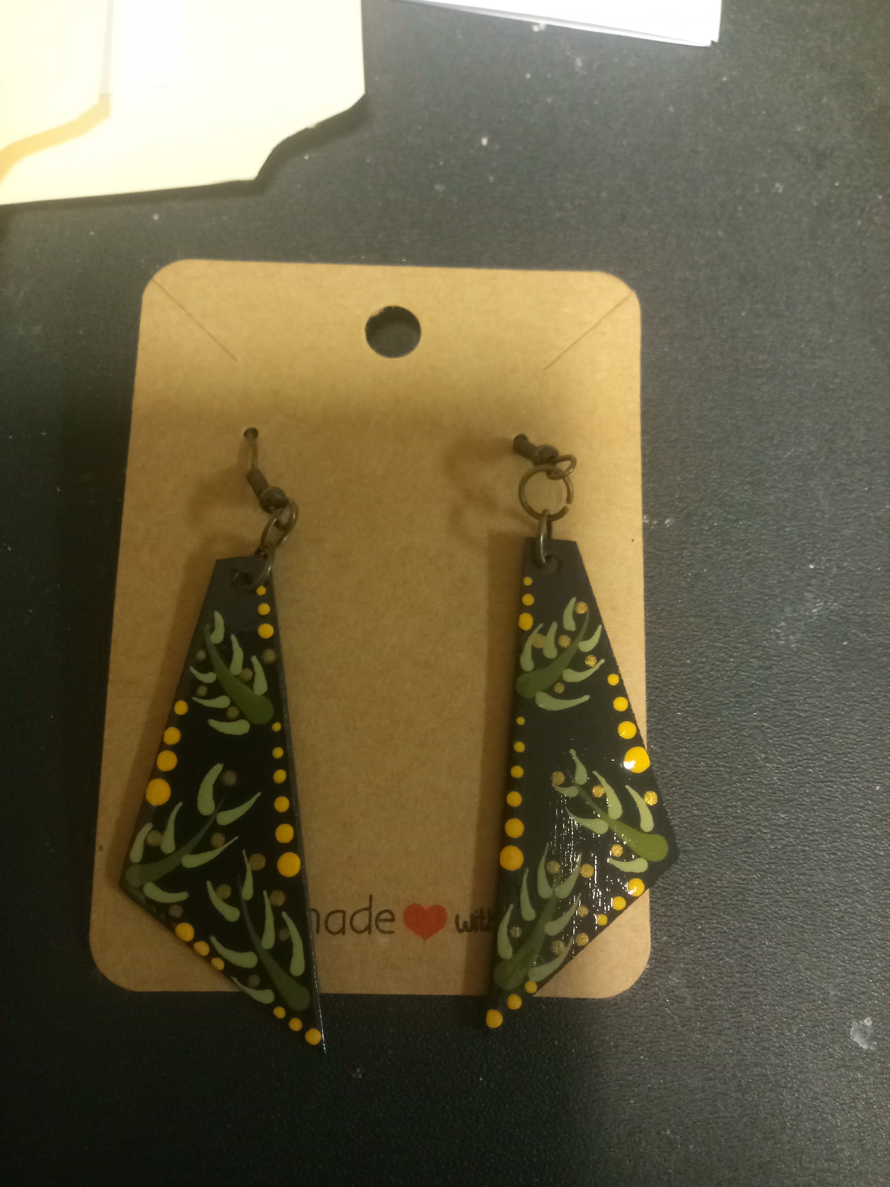 Hand Painted Earrings Trapezoid