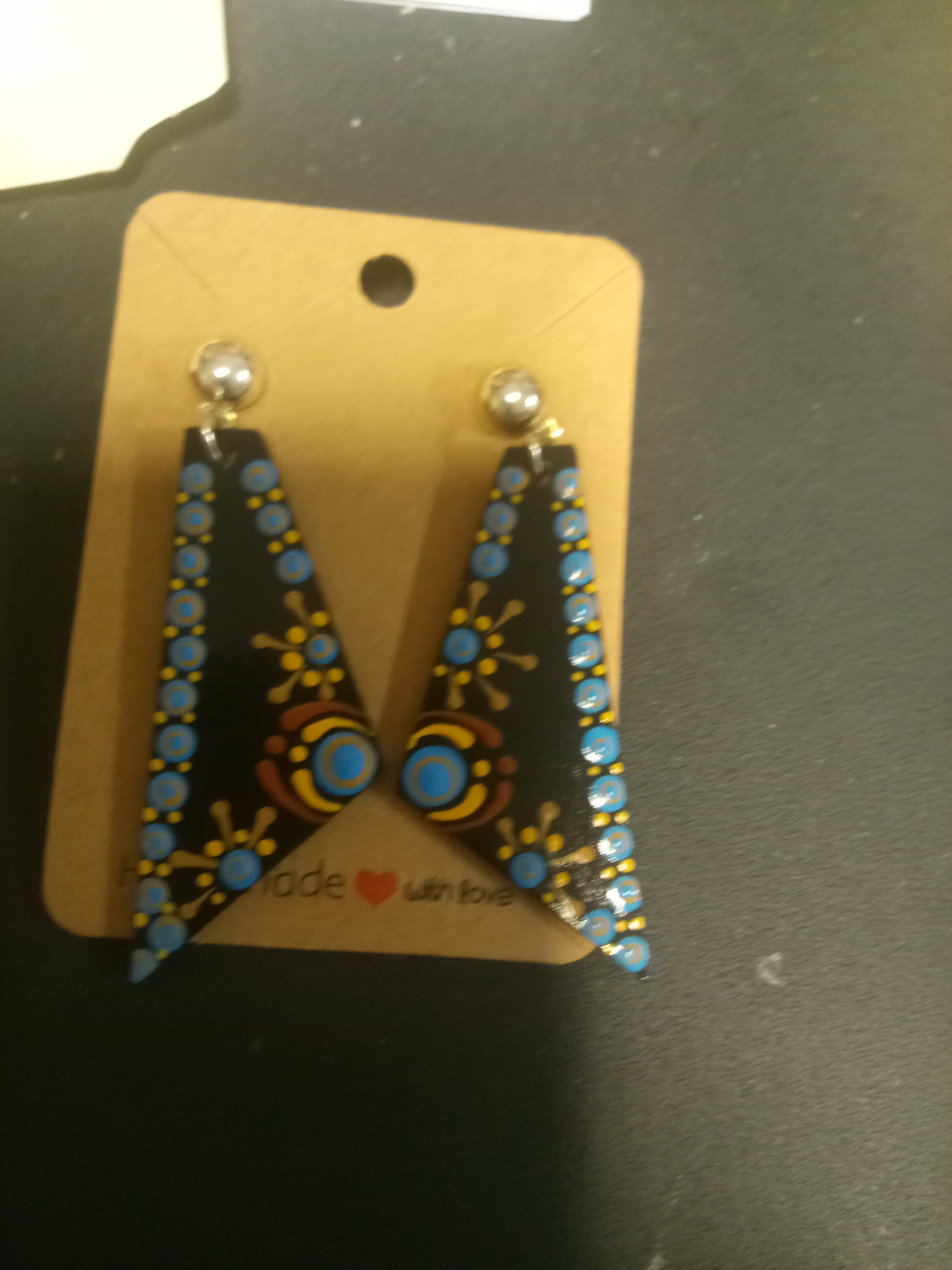 Hand Painted Earrings Trapezoid