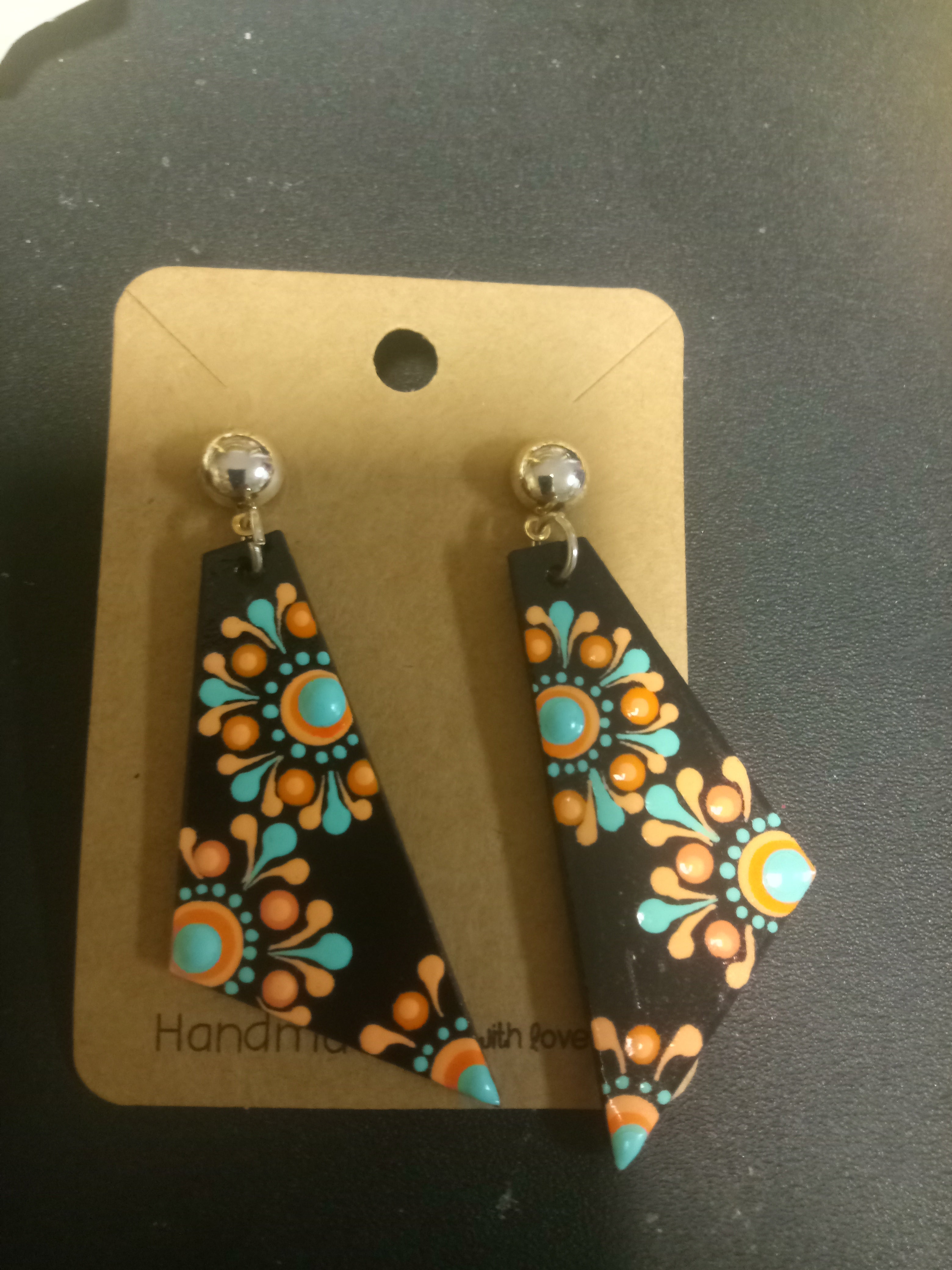 Hand Painted Earrings Trapezoid