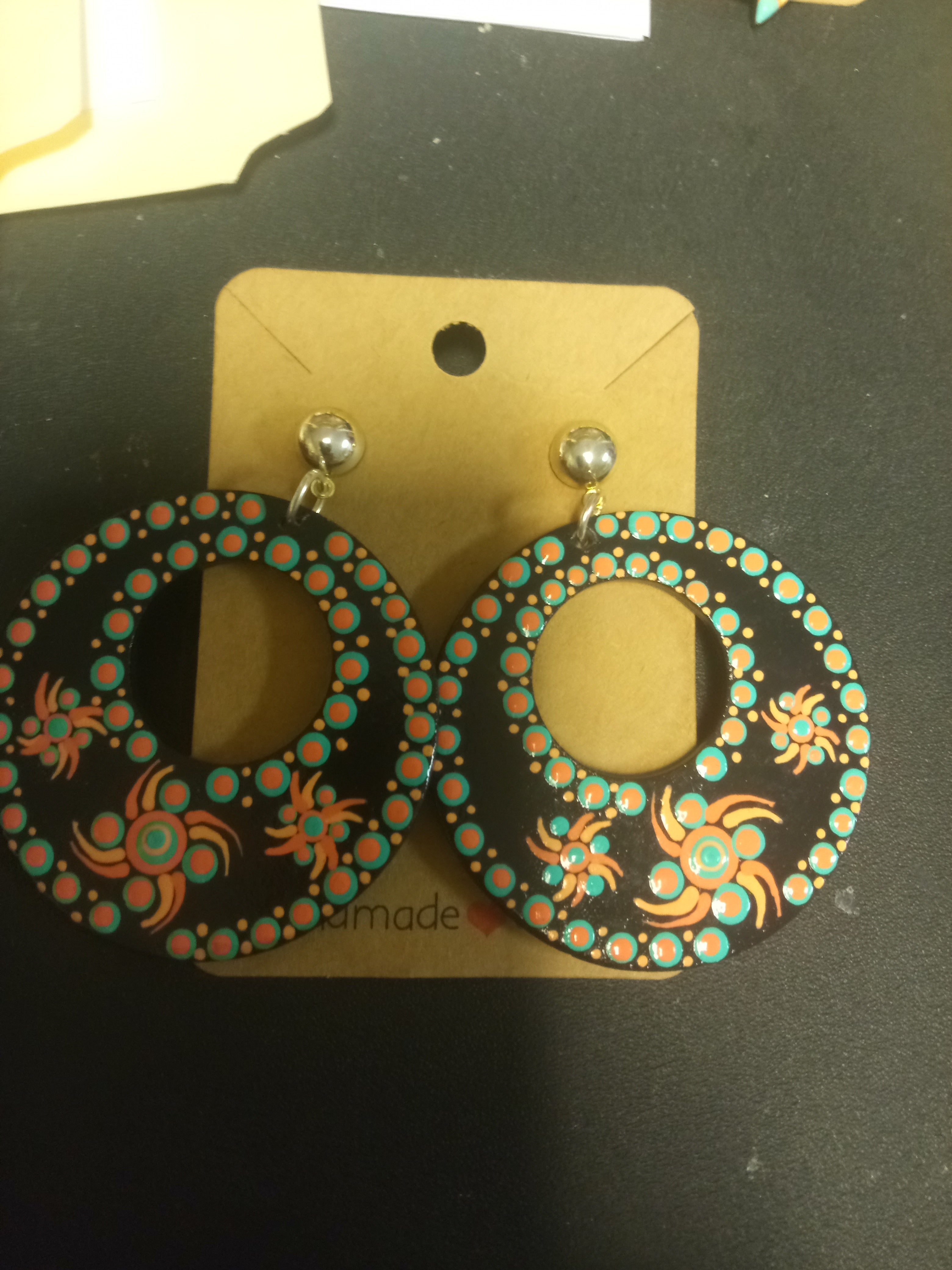Hand Painted Earrings Circles