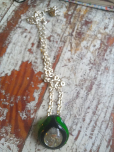 Green glass pendant necklace