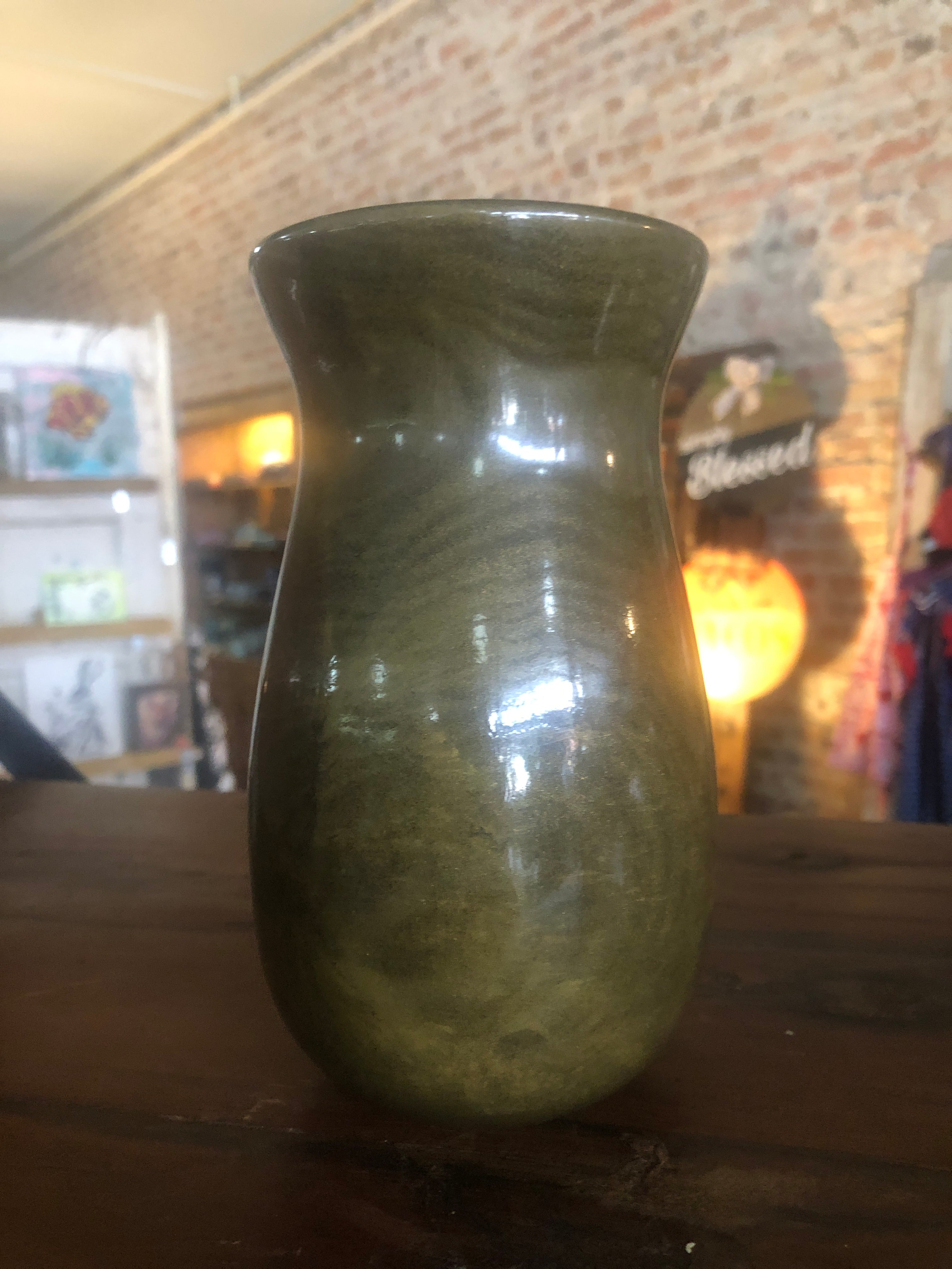 Wooden vase green