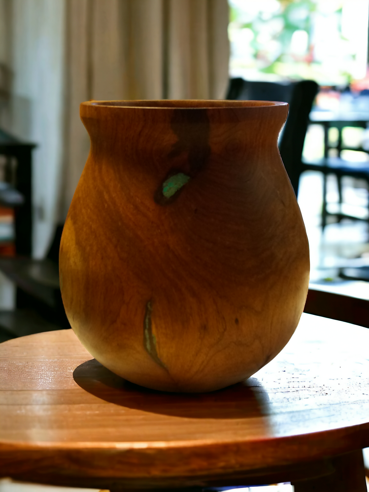 Wooden Pot Mesquite with Turquoise inlay