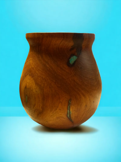 Wooden Pot Mesquite with Turquoise inlay