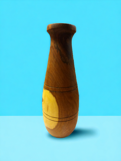 Mesquite vase with turquoise inlay