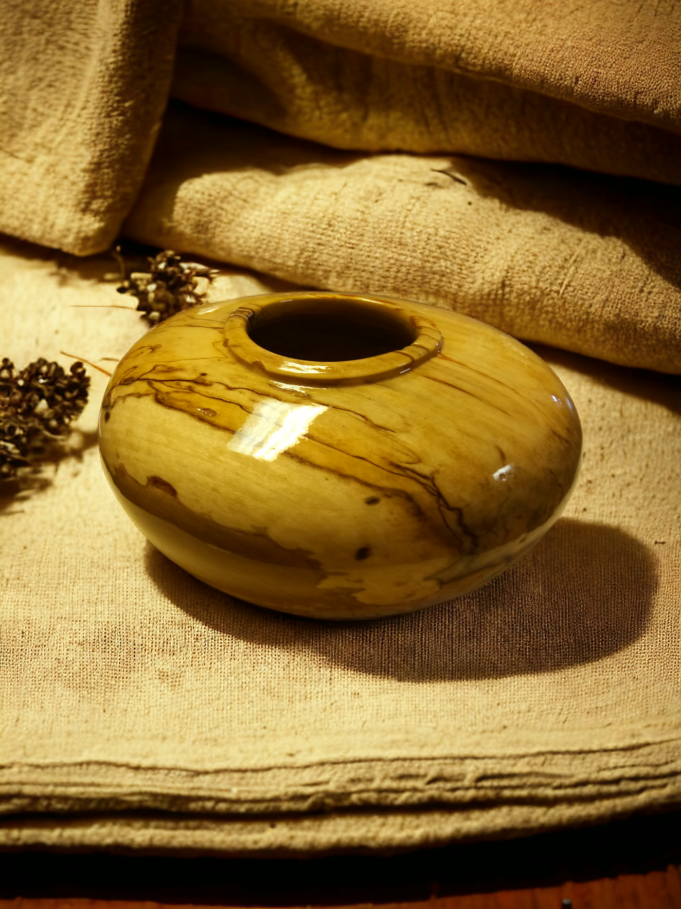 Hollow form wooden bowl from sweet gum wood