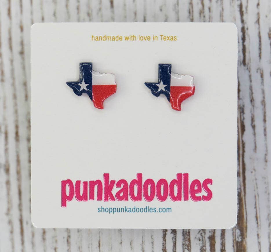 Texas Shape Flag Design Earrings